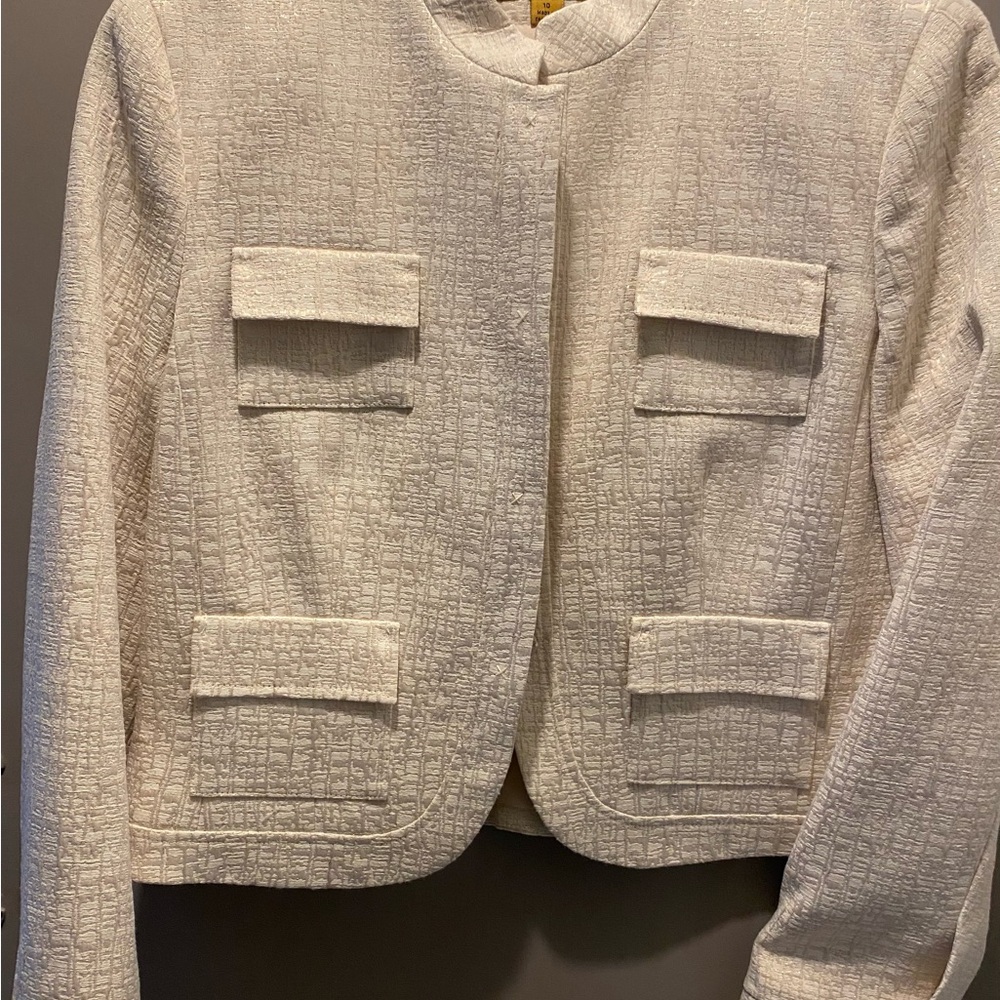 Allen B. By Allen Schwartz Cream Textured Blazer